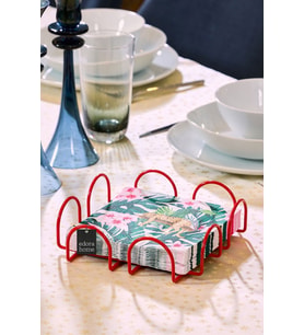 Kırmızı Kare 18 cm Peçetelik, Kafe, Restoran, Otel, Mutfak Sofra Büyük Boy Peçete - Metal Paslanmaz