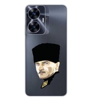 Realme C55 Uyumlu Mustafa Kemal Atatürk Desenli Şeffaf Telefon Kılıfı
