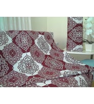 Başaran Tekstil Serme, 6 veya 8 Metrekare Çok Amaçlı Halı Örtüsü, Pike, Halı Koruyucu, Osmanlı Desen (Kırmızı)