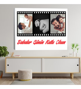 Babalar Gününe Özel Film Şeriti 3 Fotoğraflı Kanvas Tablo