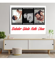 Babalar Gününe Özel Film Şeriti 3 Fotoğraflı Kanvas Tablo