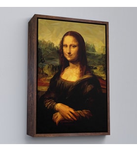 Çerçeveli Mona Lisa Leonardo da Vinci tablosu Dekoratif Kanvas Duvar Tablosu (Siyah)