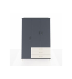 Hyperion Dolap 6 Raflı 3 Çekmeceli Tek Askılı 132x44x195 Antrasit-Antrasit/Aytaşı