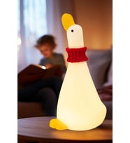 Çocuk Bebek Odası  Boyunluklu Ördek Figür Gece Lambası LED Işık Sevimli Figürlü Dokunmatik Slikon (Beyaz)