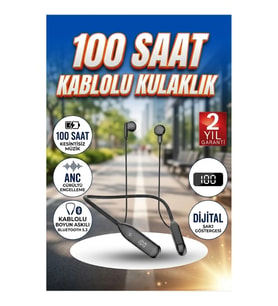 100 Saat Kablolu Boyun Askılı Dijital Göstergeli Bluetooth Kulaklık – ANC Özellikli