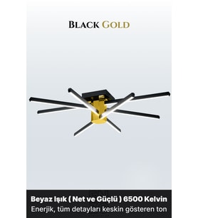 Nova 8 Gold LED Tavan Avize – Kumandalı Dim Edilebilir – Aşağı Işık