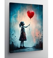 Kanvas Tablo Uçan Balon Ve Kız