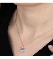 Taşlı Kar Tanesi 925 Ayar Gümüş Kolye