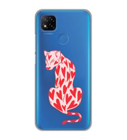 Redmi 9C / Redmi 10A Uyumlu Çita ve Kalp Desenli Şeffaf Telefon Kılıfı