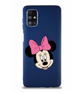 Samsung Galaxy M51 Soft Premier Kapak Minnie Mouse-C Tasarımlı Silikon Kılıf - Lacivert (Şeffaf)