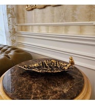 Dekoratif Kuşlu Tabak Siyah Gold