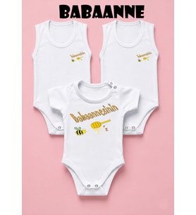 NSR Tasarım Hediye Babaanne Seri Baskılı Yazılı Kız Bebek Body Zıbın Çoklu Seriler