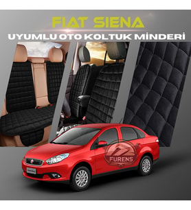 Fiat Siena Siyah Renk Tay Tüyü Cepli & Terletmez Sırtlı Oto Koltuk Minder Seti - Koltuk Koruma Kılıfı (ÖN & ARKA TAM SET)