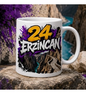 Erzincan Temalı Memleket Kupası – 24 Erzincan Kemaliye Karanlık Kanyon ve Taş Yol Graffiti Baskılı Seramik Kupa