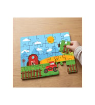 Bahçede Traktör Tasarımlı 24 Parça Ahşap Çocuk Puzzle MPK0875