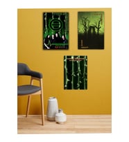 Typo Negative Metal Müzik Poster Ahşap Tablo Seti 3'lü (19x28 cm)