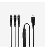 by Ttec Trio Şarj Kablosu USB-A - USB-C/Lightning ile Uyumlu/Micro USB 150cm - Siyah ((2 yıl Ttec garantilidir)