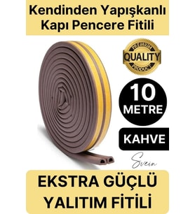 Premium Kapı Pencere Soğuk Toz Sızdırmaz İzolasyon Fitili Kendinden Yapışkanlı Isı Yalıtım 2x5=10 mt
