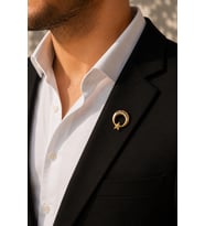 Atatürk İmzalı Ay Yıldız Gold Renk Rozet Unisex Yaka Aksesuarı