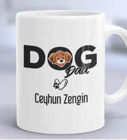 Kişiye Özel Dog Dad Hediye Kupa Bardak Köpek Babası (Beyaz)