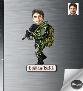Kişiye Özel Asker Erkek Ahşap Magnet -2