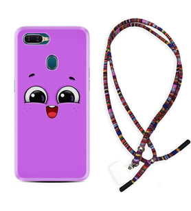 Oppo A5S A15 A16 A54 A55 A73 A74 Kılıf Boyun Asklı Rasta Silikon Purple Sweety 1717