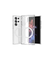Samsung Galaxy S23 Ultra Uyumlu Kılıf M-safe Şarj Özellikli Parlayan Simli Saydam Renkli Zore Allstar Kapak (Şeffaf)