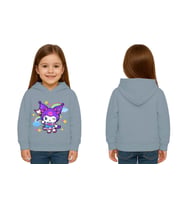 Unisex Baskılı Çocuk Swaetshirt Kapüşonlu 3 İplik Şardonlu Kuromi baskılı (Mavi)