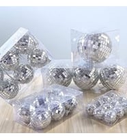 Yılbaşı Çam Ağacı Gümüş 6 cm Disko Topu Şekilli Süs