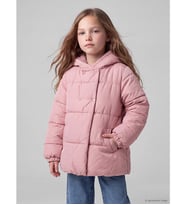 LC WAIKIKI Lila Kapüşonlu Oversize Kız Çocuk Mont