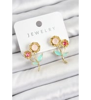 Pirinç Renkli Zirkon Taşlı Papatya Model Gold Renk Kadın Küpe 5886 - SSSSSS9021-7574