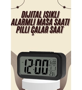 Dijital Masa Saati Termometreli Takvim Çalar Saat Led Ekran Pilli