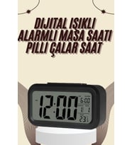 Dijital Masa Saati Termometreli Takvim Çalar Saat Led Ekran Pilli