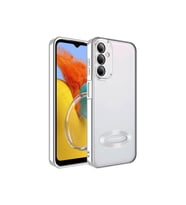 Samsung Galaxy M14 Uyumlu Kılıf Kamera Korumalı Logo Gösteren Zore Omega Kapak (Gümüş)
