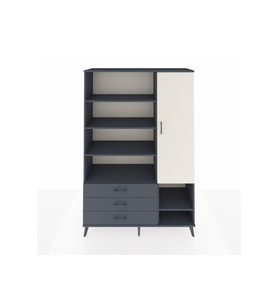 Hyperion Dolap 9 Raflı 3 Çekmeceli Tek Kapaklı  132x44x195 Antrasit-Aytaşı/Antrasit