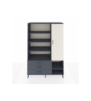 Hyperion Dolap 9 Raflı 3 Çekmeceli Tek Kapaklı  132x44x195 Antrasit-Aytaşı/Antrasit