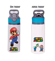 Mario Baskılı Pipetli Metal Suluk 650ml - 001