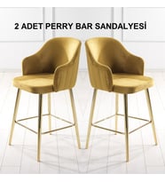 2 ADET PERRY ADA MUTFAK VE BAR SANDALYESİ - BAR TABURESİ - SİLİNEBİLİR BABYFACE KUMAŞ - METAL AYAK