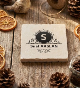 Kişiye Özel Baş Harf ve İsim Bardak Altlığı Doğum Günü Hediyesi