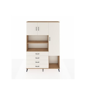 Arges Gardrop 8 Raflı 4 Çekmeceli 3 Kapaklı 132x30x195 Çam-Aytaşı
