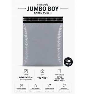 Northcity Gri Cepsiz Jumbo Kargo Poşeti 60x62+5 Cm 100 Adet – Dayanıklı ve Suya Dayanıklı Ambalaj