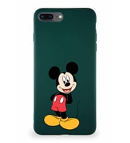 Apple iPhone 7 Plus Soft Premier Kapak Mickey Mouse-B Tasarımlı Silikon Kılıf - Yeşil (Şeffaf)