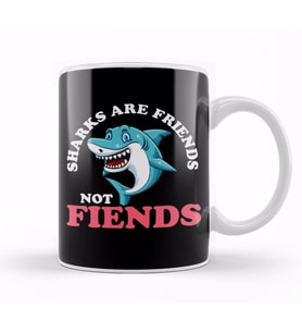 Funny Sharks Are Friends Not Fiends Cute Shark Pun Kupa Bardak Porselen