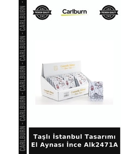 Özel Üretim Hediyelik Şık Aksesuar Makyaj Çanta Boyu Taşlı İstanbul Tasarımı El Aynası İnce Alk2471A