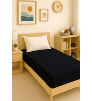 120 x 200 x 30 cm Düz Pamuklu Tek Kişilik Lastikli Fitted Penye Çarşaf (Siyah)