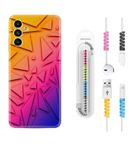 Samsung A23 A31 A32 A50 A51 A52 A53 A70 Kılıf Kablo Koruma Spiral Silikon Üçgenler 1635