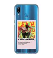 Huawei P20 Lite Uyumlu Chainsaw Man Anime Desenli Şeffaf Telefon Kılıfı
