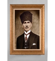 EV İŞYERİ OFİS İÇİN ALTIN ÇERÇEVELİ PASPARTULU ATATÜRK TABLO S603