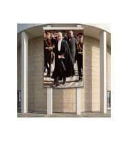 Siyah Takım Elbiseli Atatürk Poster Bayrak Premium Raşel Kumaş ATA21 2x3m