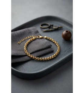 316L Çelik Gold Renk Box Zincir Model Erkek Bileklik